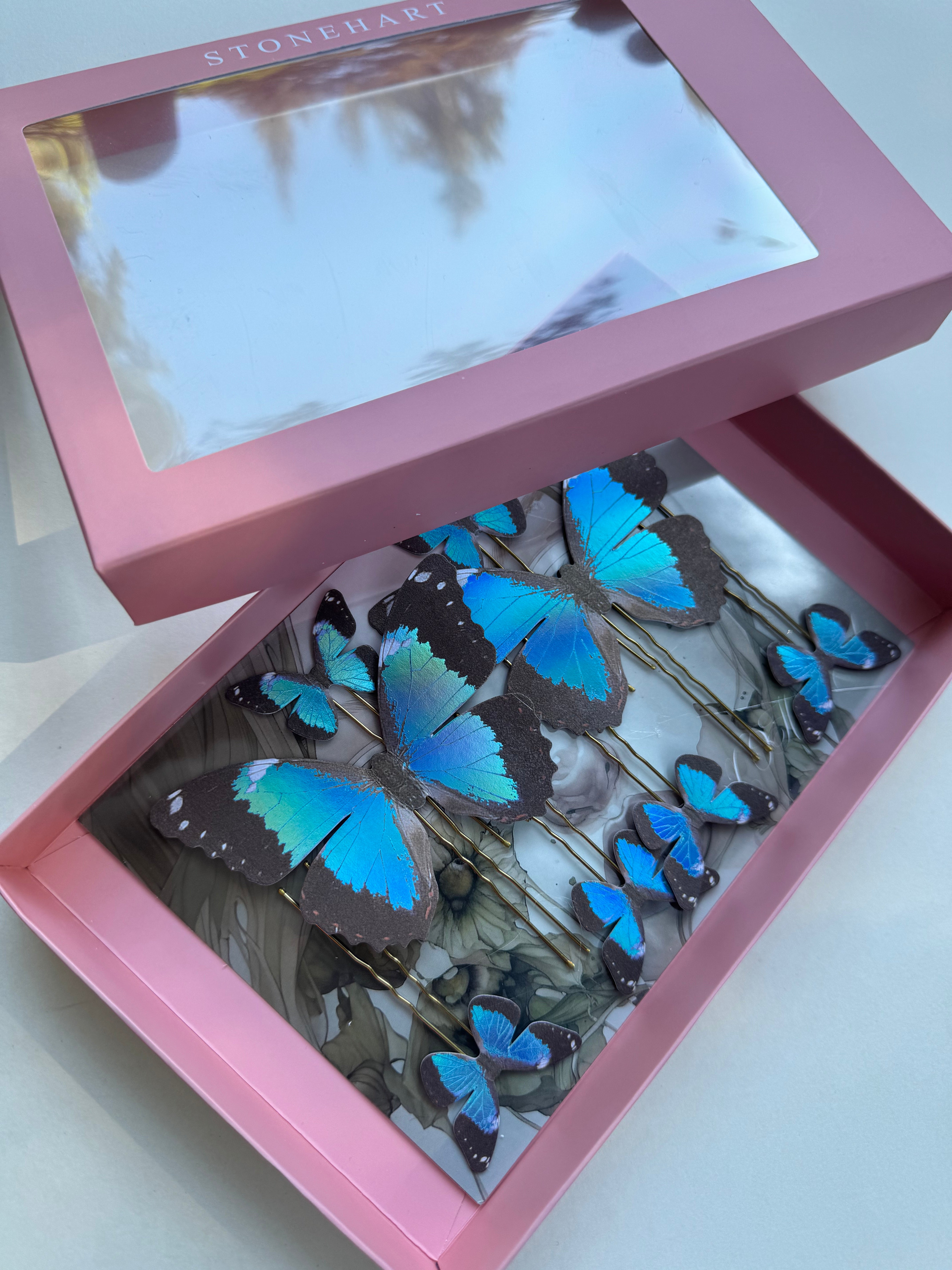 Blue Morpho Hair Pins