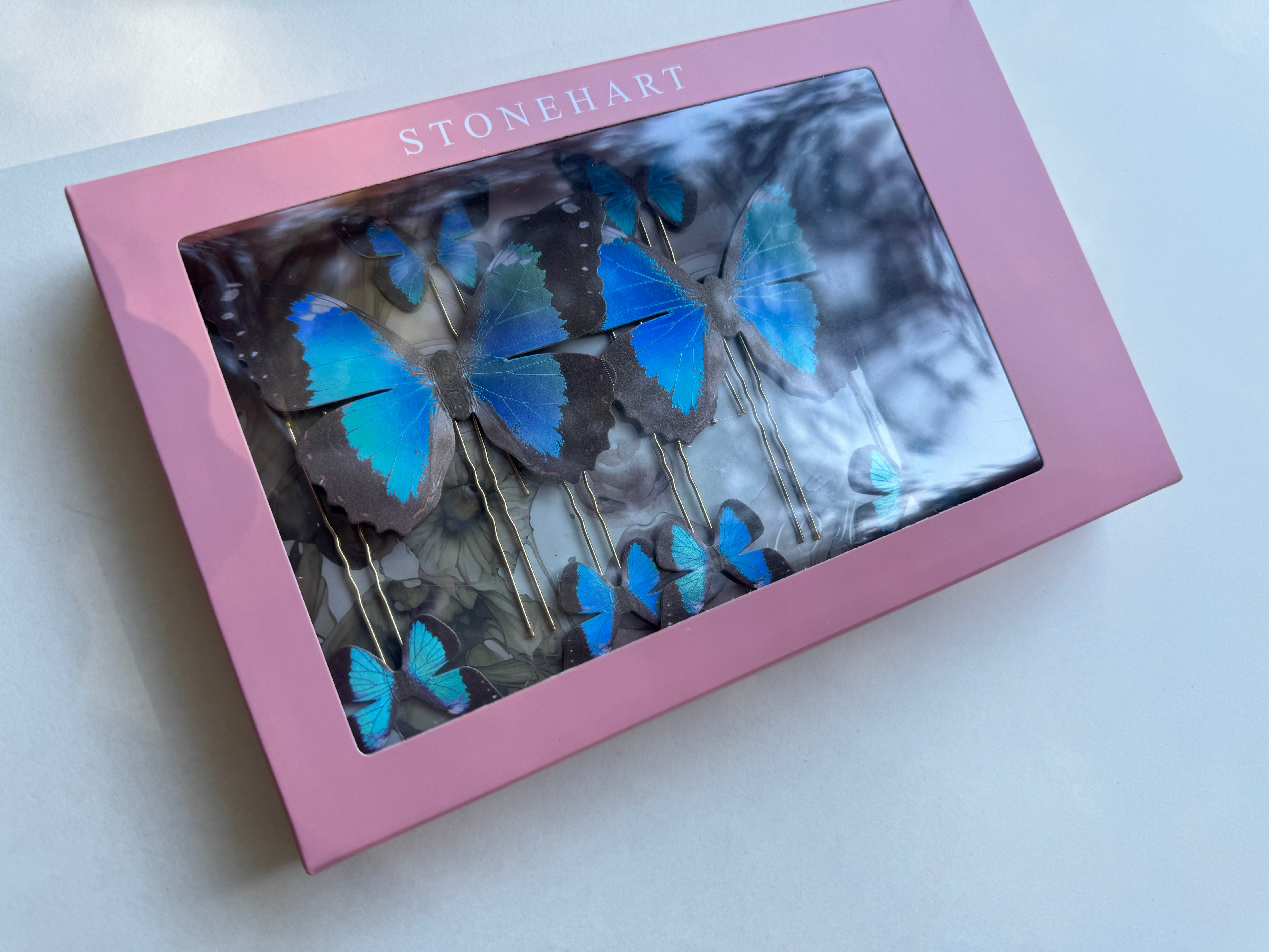 Blue Morpho Hair Pins