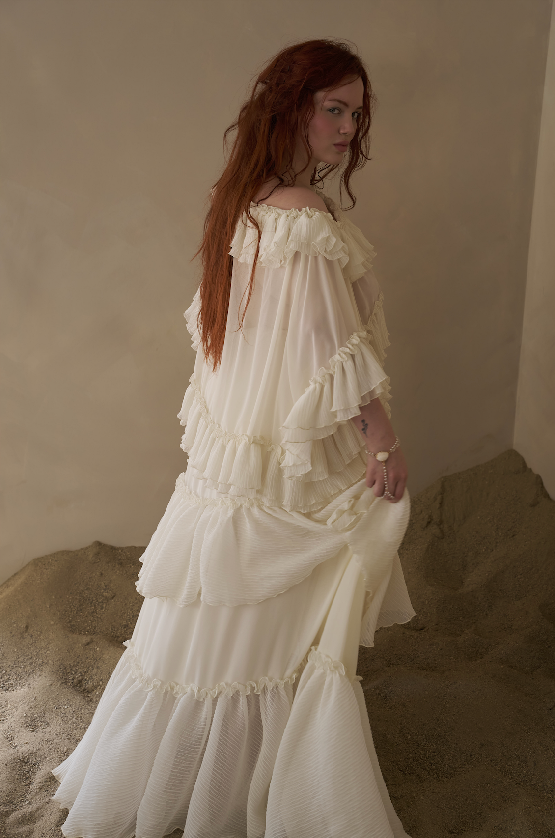 Ruffled Wave Poncho Top