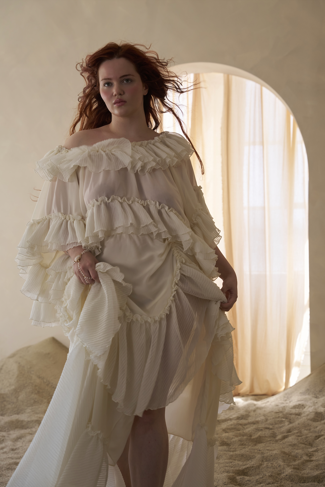 Ruffled Wave Poncho Top
