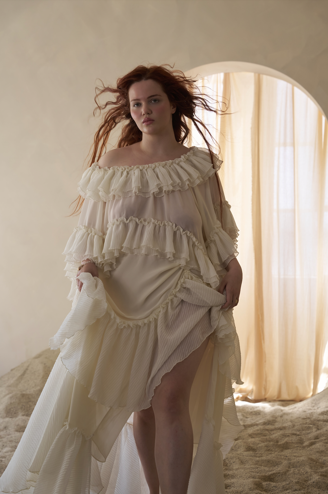 Ruffled Wave Maxi Skirt