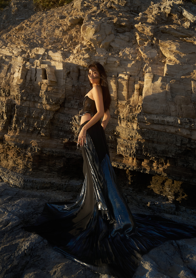 Sea Glass Corset in Whimsy Black
