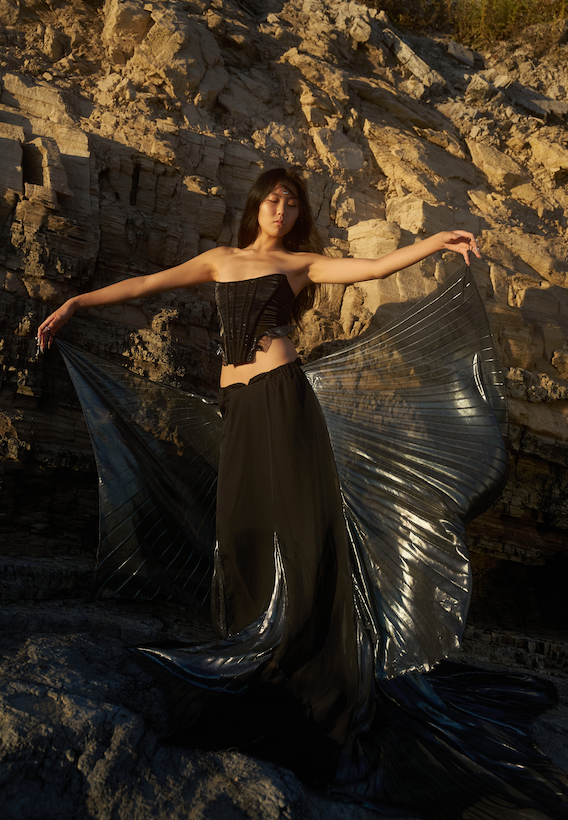 Sea Glass Corset in Whimsy Black