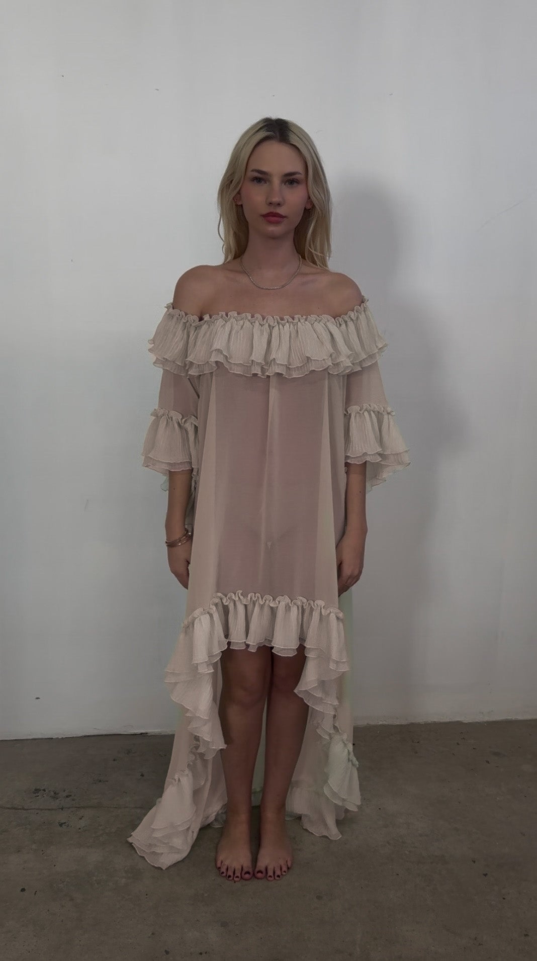 Ruffled Wave Poncho Dress