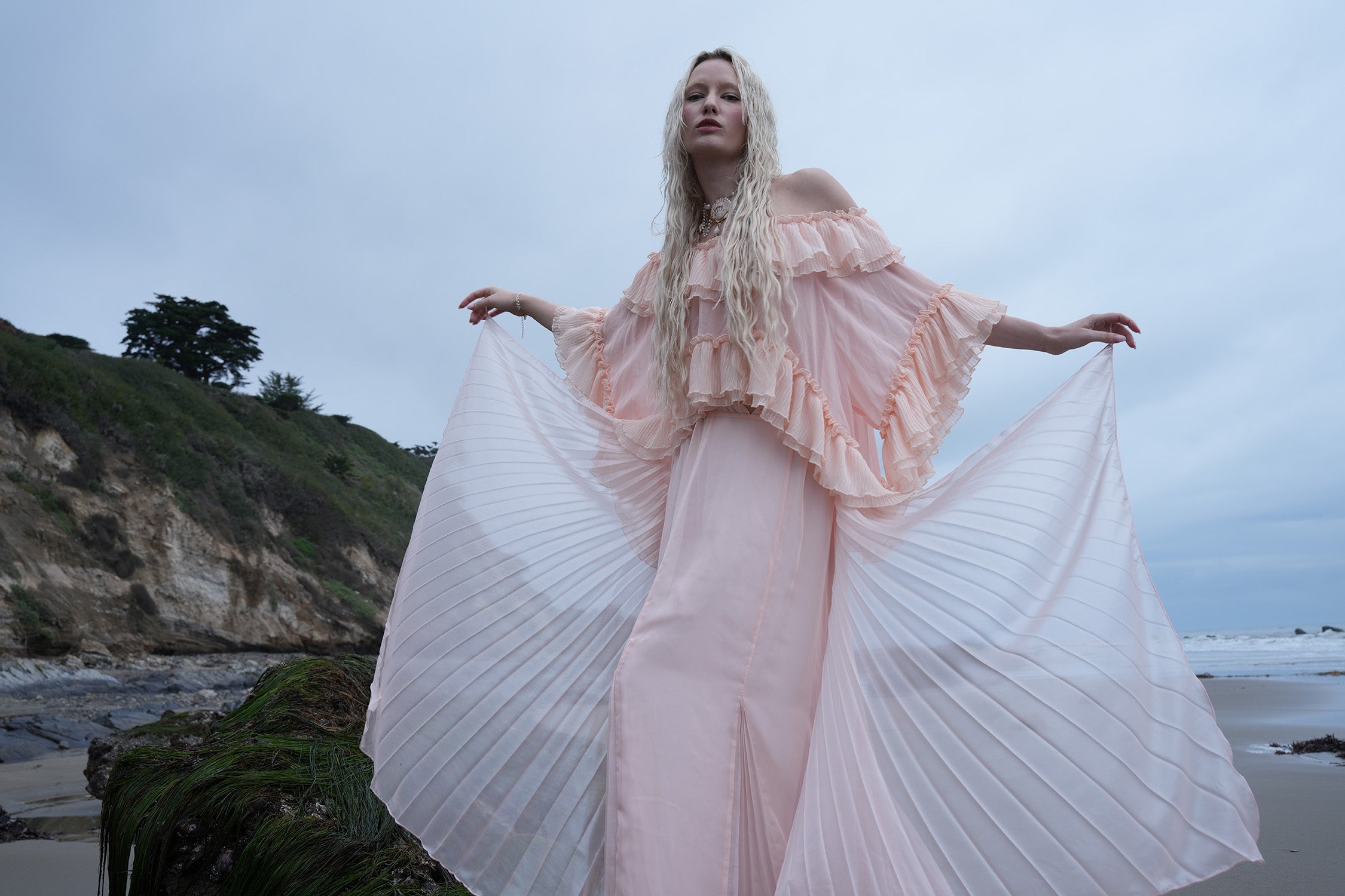 Ruffled Wave Poncho Top