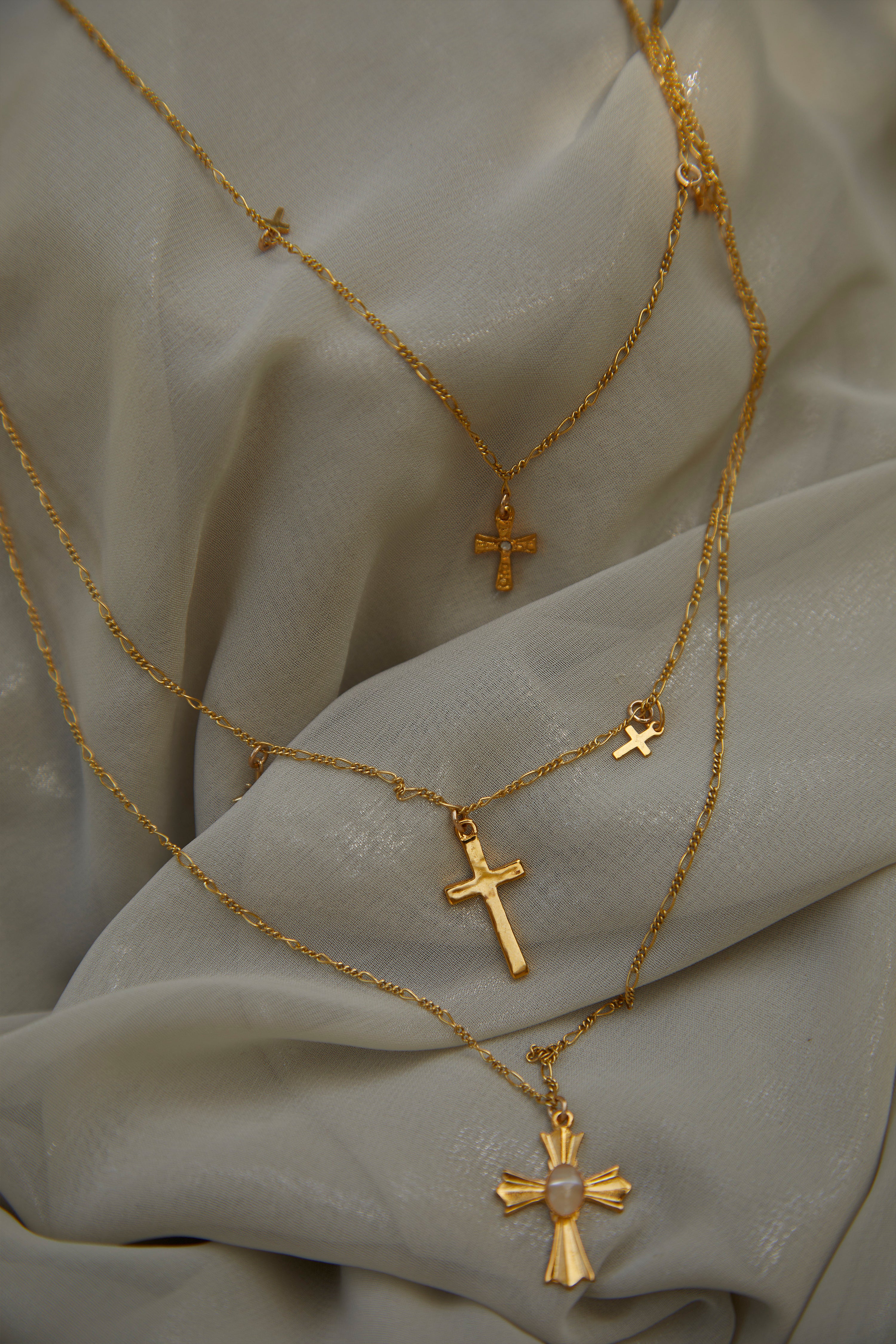 Archangel Layered Cross Necklace