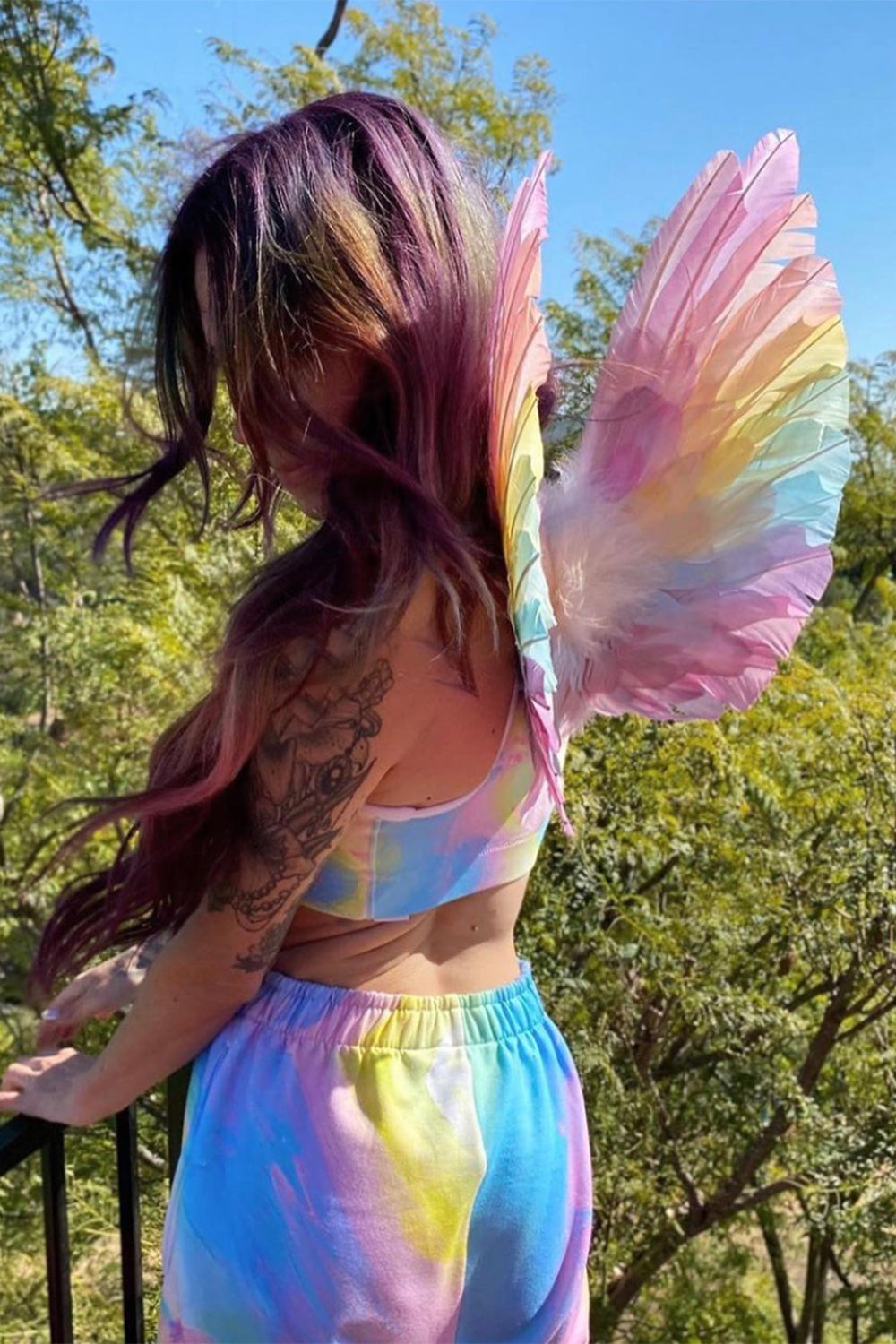 Designer Made Floating Wings in Pastel Rainbow